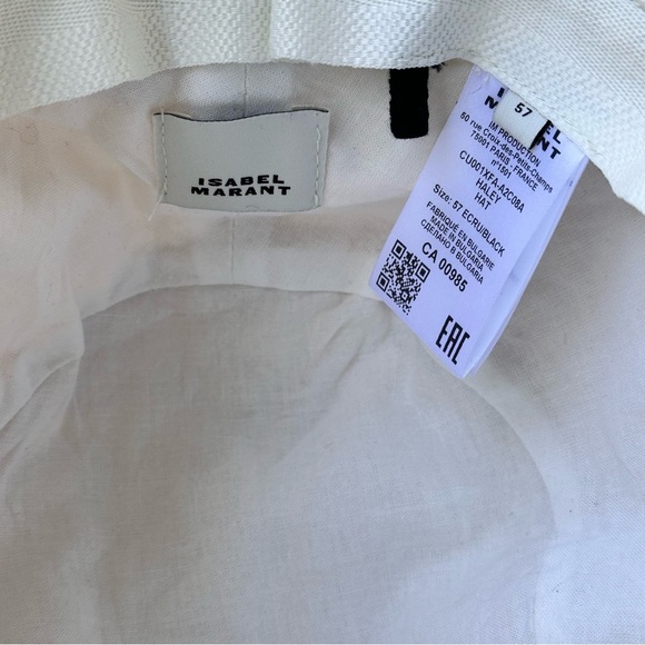 Isabel Marant Women's Ecru Embroidered Logo Haley Bucket Hat Size 57cm/7” $210 - Picture 6 of 8